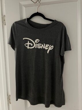 Disney Charcoal Gray Tee with White Logo - Women’s Short Sleeve